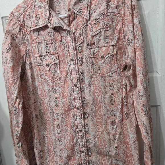 Cruel Girl Woman's Pink Button Down Shirt with Snaps and Pockets size XL - Picture 1 of 9